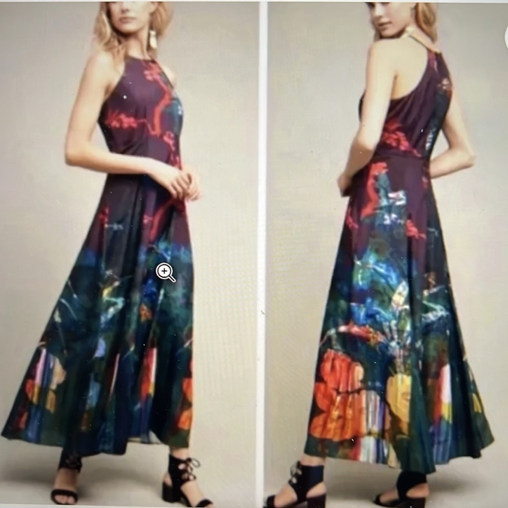Anthropologie Moulinette Soeurs Candice Floral Halter Maxi Dress Sz 8